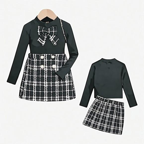 Molde Blusa Gola Alta Manga Longa e Saia Infantil 2 ao 14