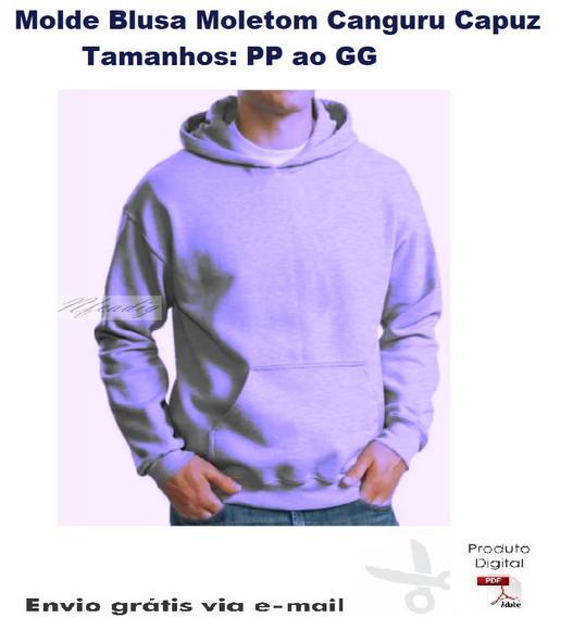 Molde Blusa Moletom Canguru com Capuz #237