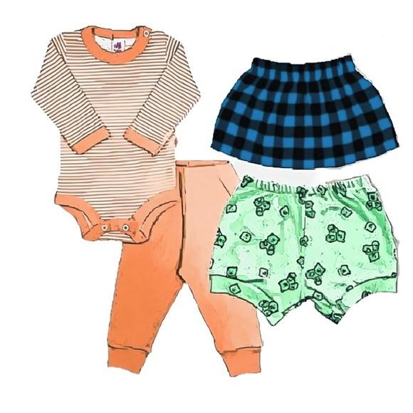 Molde Calça Mijao + Body + Saia + Short Bebê