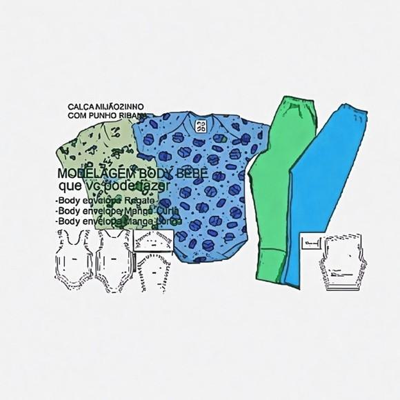 Molde Calça Punho Ribana + Body Bebê