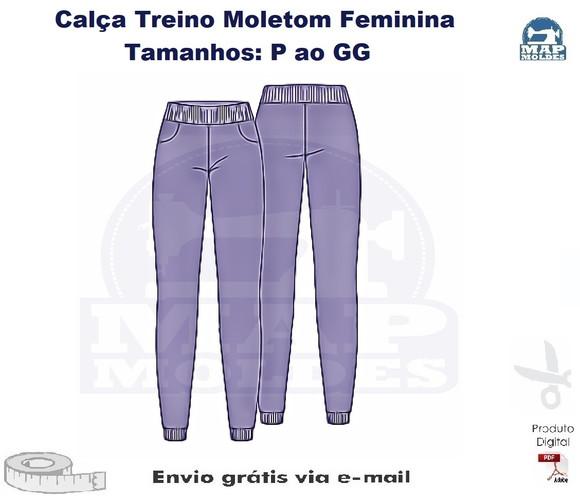 Molde Calça Treino Moletom Feminina em PDF P ao GG