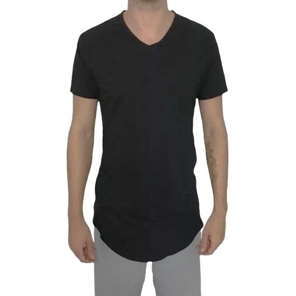 Molde Camisa Longline Slim Gola V Masc Pp ao Xg