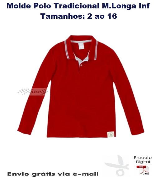 Molde Camisa Polo Manga Longa Inf Masculino 2 ao 16 #215