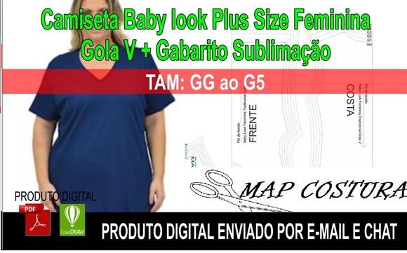 Molde Camiseta Babylook Trad. Feminina Gola V Plus Size