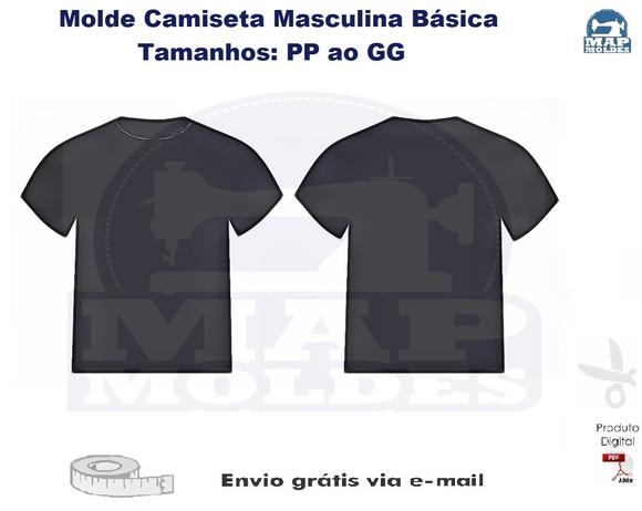 Molde Camiseta Básica Masculina - Tamanho Pp ao Gg