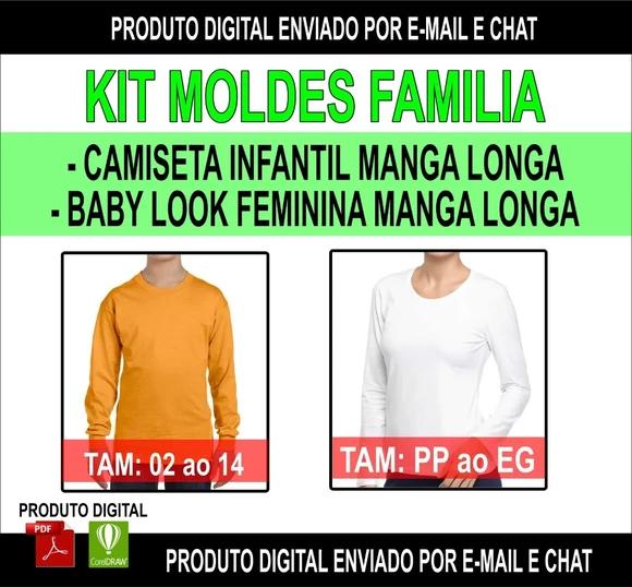 Molde Camiseta Infantil e Baby Look Feminina Manga Longa