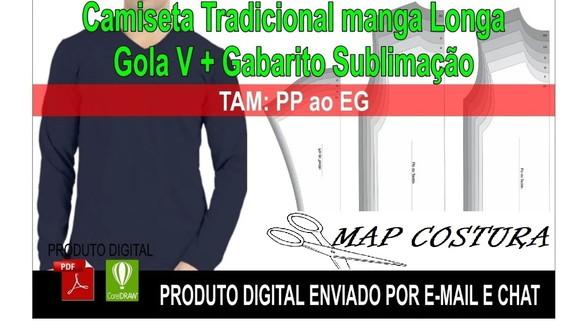 Molde Camiseta Manga Longa Gola V