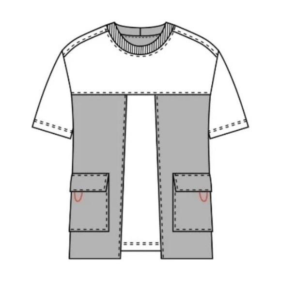 Molde Camiseta Oversized com Recortes e Bolso Cargo