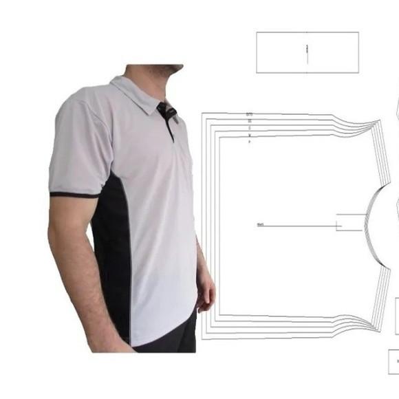 Molde Camiseta Polo Recorte Lateral P ao Xg
