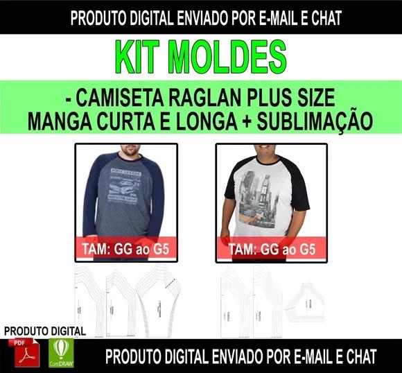 Molde Camiseta Raglan Plus Size Manga Curta e Longa