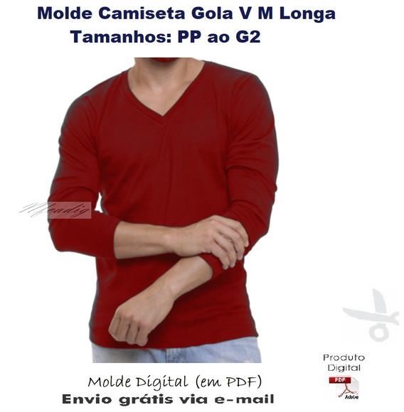 Molde Camiseta Trad Gola V Manga Longa #396