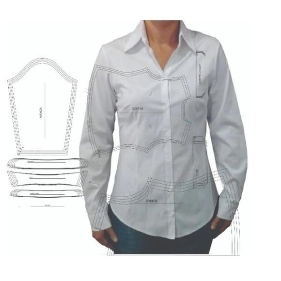 Molde Camisete Camisa Social Feminina Manga Longa Modelagem