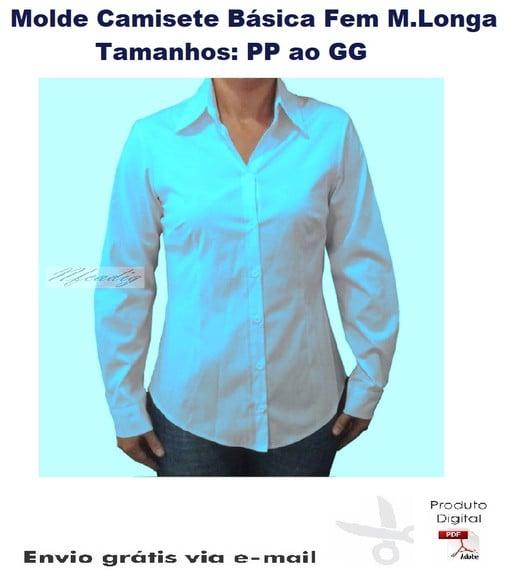 Molde Camisete Básica Fem Manga Longa #182