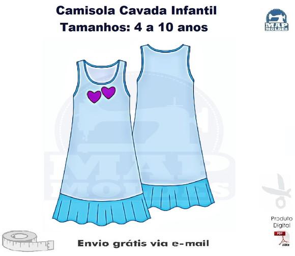 Molde Camisola Cavada Infantil em PDF de 4 a 10 anos