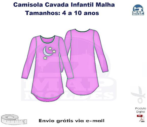 Molde Camisola Cavada Infantil Malha em PDF de 4 a 10 anos