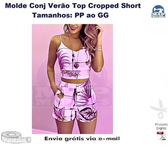 Molde Conjunto Feminino Verão Modinha Top Cropped Short