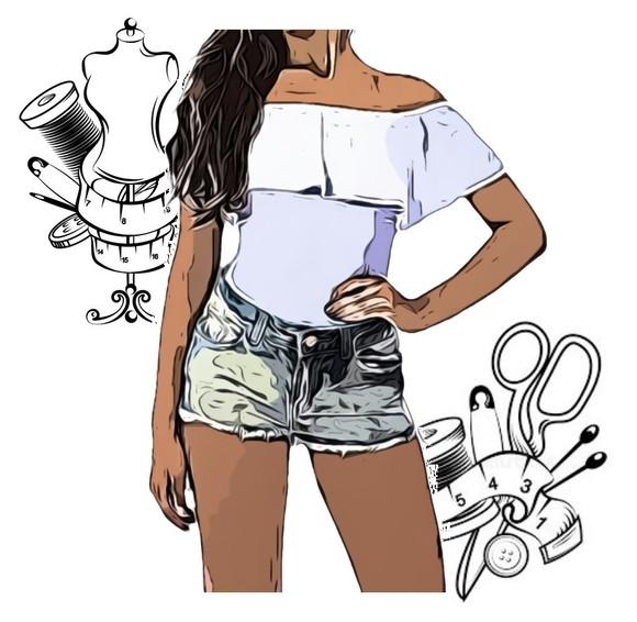 Molde Costura de Body Fem com Babado Pp ao Gg #82