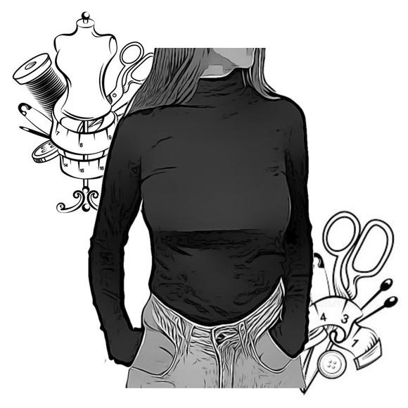 Molde Costura Blusa Feminina Gola Alta Pp ao Xg #233