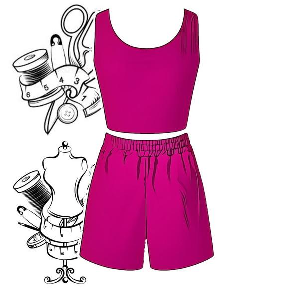 Molde Costura de Conj Short Soltinho e Cropped P ao Gg #344