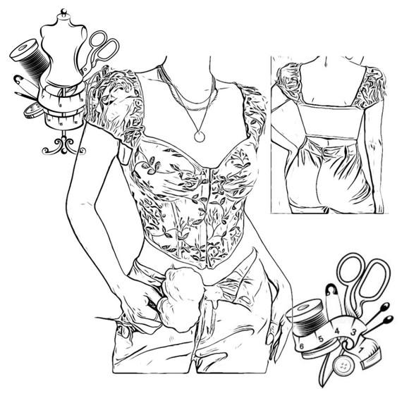 Molde Costura de Corset com Bojo Fem P ao Xxg #170