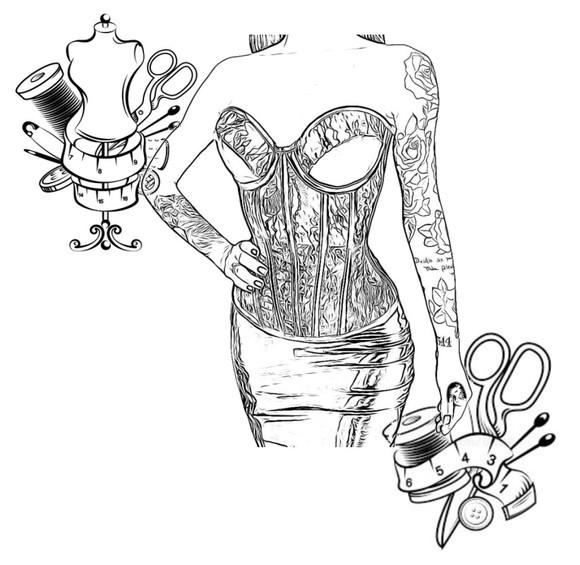Molde Costura de Corset de Renda Adulto Pp ao Xg #174