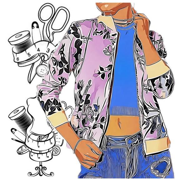 Molde Costura de Jaqueta Bomber Feminina Pp ao Gg #353