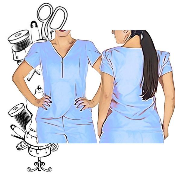 Molde Costura de Pijama Cirurgico Feminino P ao Xxg #220