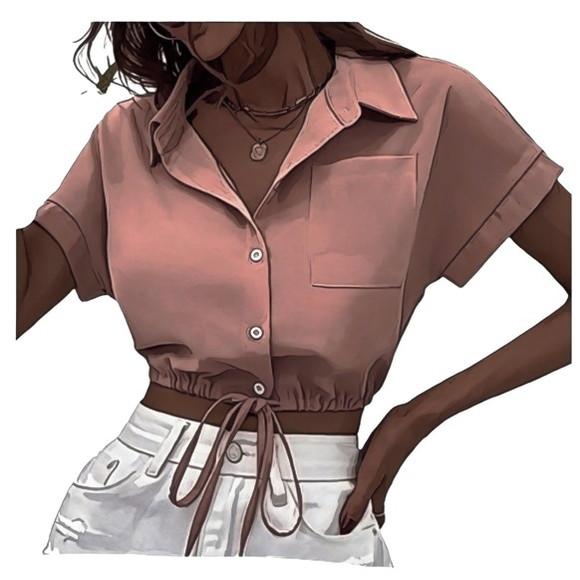 Molde Cropped Camisa Fem Manga Curta Botão P ao Gg