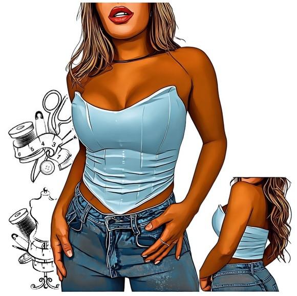 Molde Cropped Corset Tomara Que Caia Bico em V P ao Xxg #506