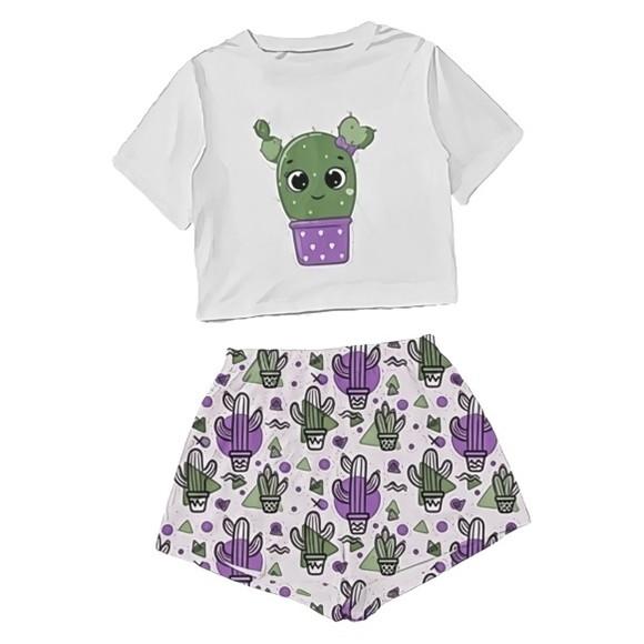 Molde Cropped Manga Curta e Short Infantil 2 a 14 Anos