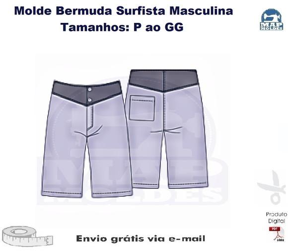 Molde de Bermuda Surfista Masculina PDF P ao GG