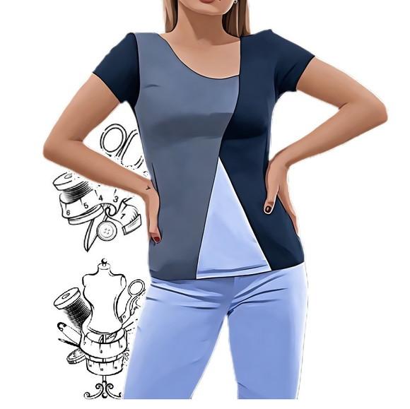 Molde de Blusa Fem T-shirt Recortada do P ao Gg #494