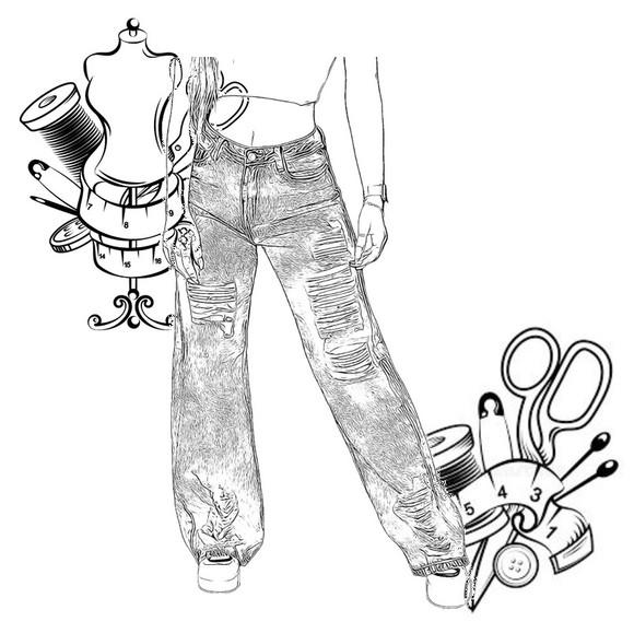 Molde de Calça Jeans Fem Wide Leg 34 ao 44 #364