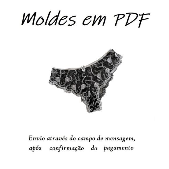 Molde de Calcinha Tanga de Renda Pp ao Eg pdf e Corel