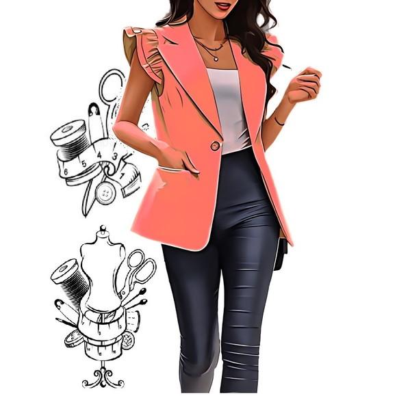 Molde de Colete Feminino Adulto com Babados P ao Gg #434