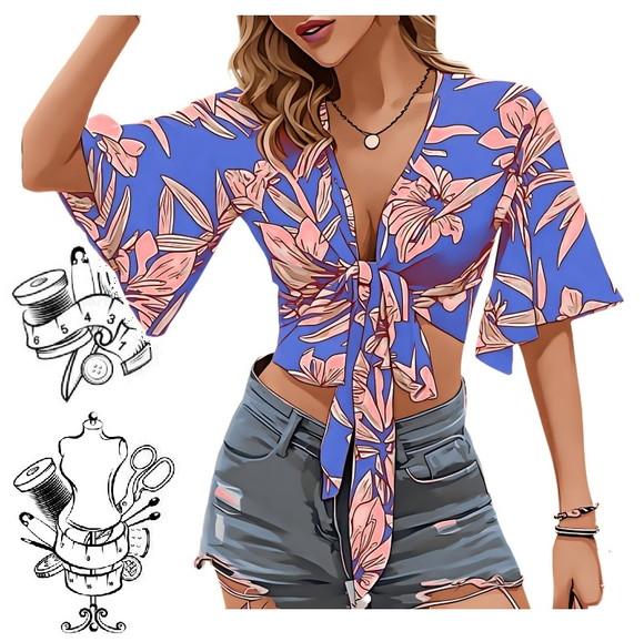 Molde de Cropped Adulto com Amarração Frontal P ao Xg #528