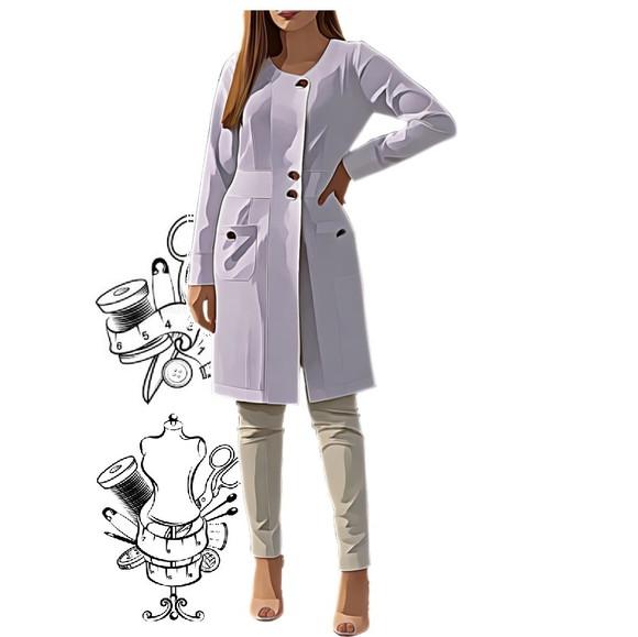 Molde de Jaleco Premium Feminino Adulto do P ao Xxg #544