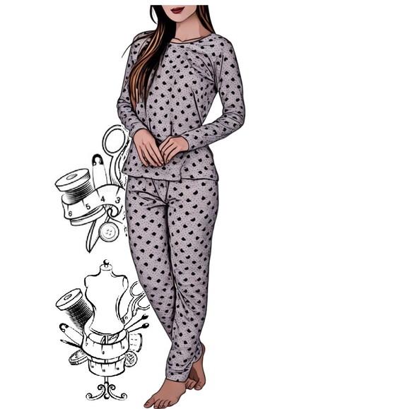Molde de Pijama Longo Fem Inverno do P ao Gg #497