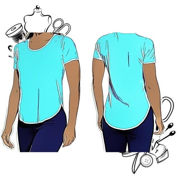 Molde de Roupa de Camisa Fem Fit Tapa Bumbum Pp ao Xg #229