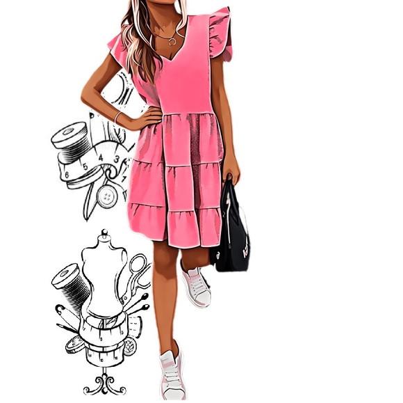 Molde de Vestido Adulto sem Mangas Gola V do Pp ao Gg #421