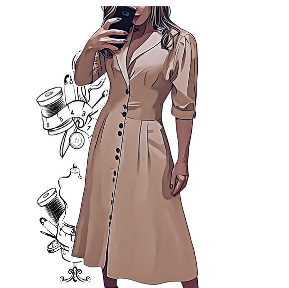Molde de Vestido Chemise Longo do P ao Xxg #432