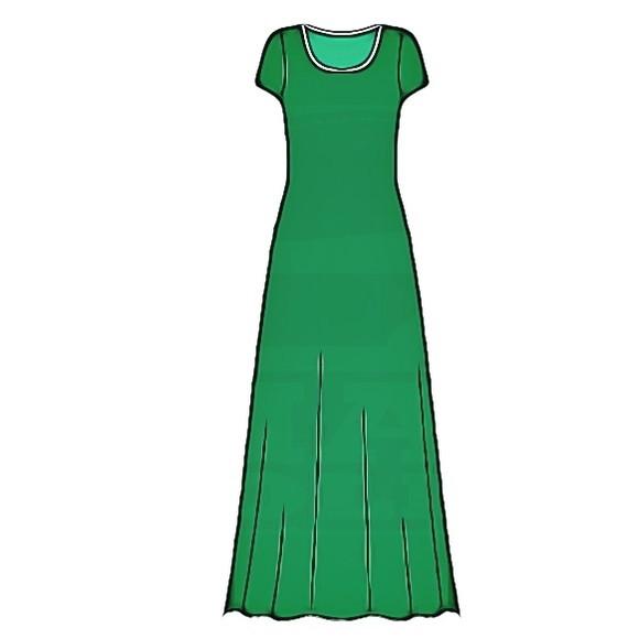 Molde de Vestido Longo Manga Curta em pdf P ao Gg