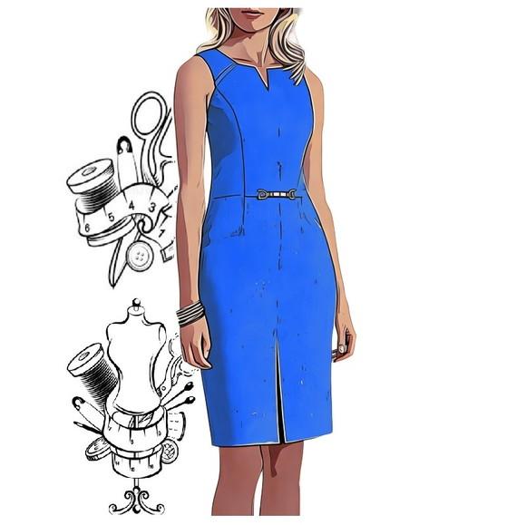 Molde de Vestido Tubinho Fem Adulto do P ao Xxg #406