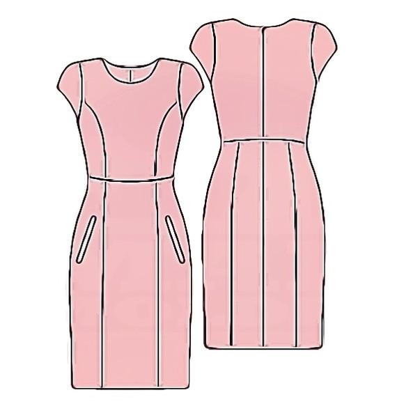 Molde de Vestido Tubinho com Recortes em pdf 38 ao 44