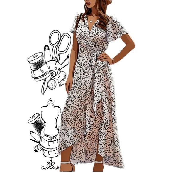 Molde de Vestido Verão Decote em V do P ao Xxg #416