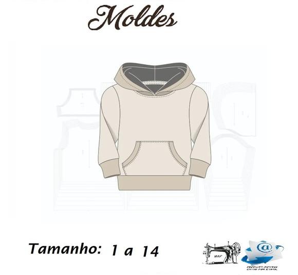 Molde Digital - Molde de Roupa de Blusa Moletom Infantil