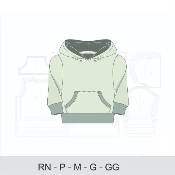 Molde Digital - Molde de Roupa de Blusa Moletom Bebê