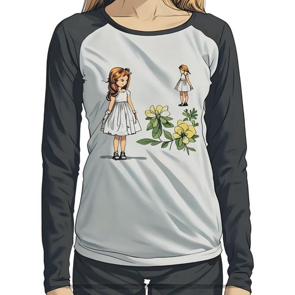 Molde Digital de Babylook Manga Longa Raglan Fem Pp ao Gg