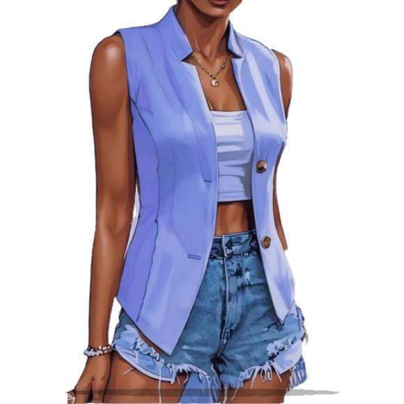 Molde Digital de Blazer Fem sem Mangas do P ao Xxg
