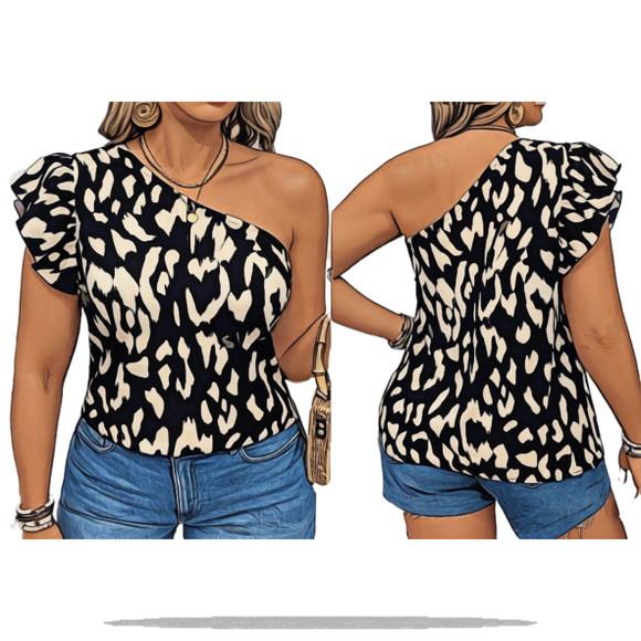 Molde Digital de Blusa Feminina Um Ombro do P ao Xxg